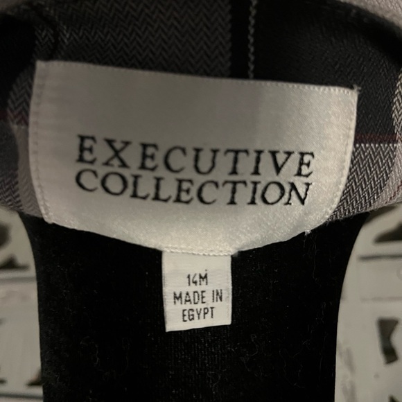 VINTAGE EXECUTIVE COLLECTION BLACK & GREY PLAID LONG SLEEVE JACKET BLAZER - Picture 9 of 11